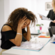 Stressed out woman has burnout at her job
